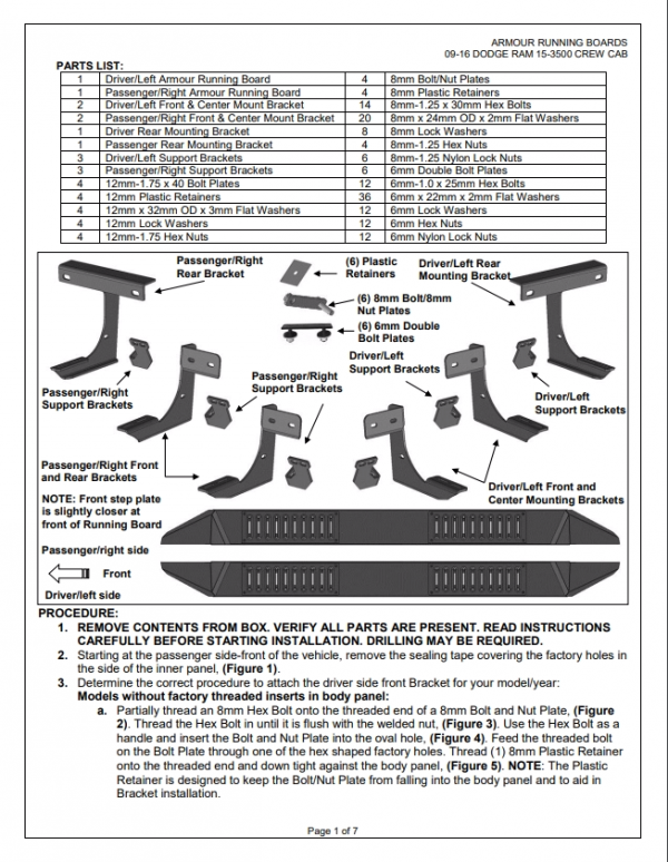 Dodge Ram 2009-2019 1500 2500 3500 Black Armour Running Board Steps - Free Shipping - Image 11