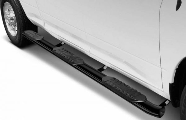 "Image showing wheel-to-wheel side steps installed on a Ford Superduty F-250 and F-350 truck, enhancing accessibility and style."